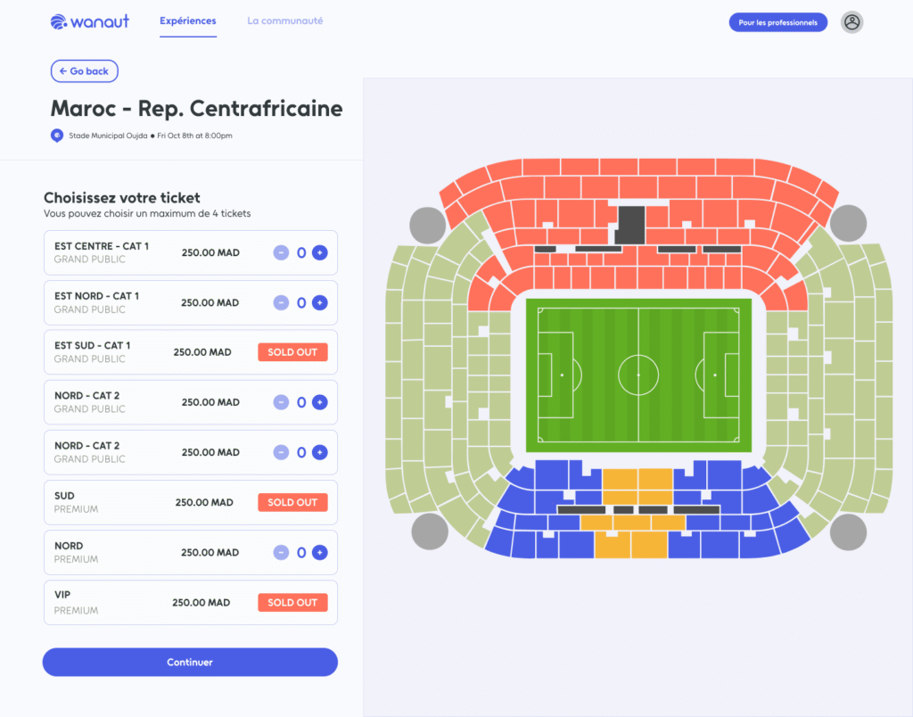 Stadium seat management for football tickets